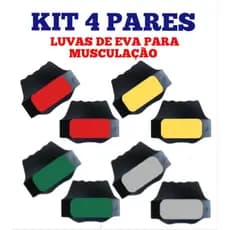 KIT 4 PARES, luvas de EVA para musculação/protetor palmar/anti calos. Vermelho, amarelo,verde e cinza.