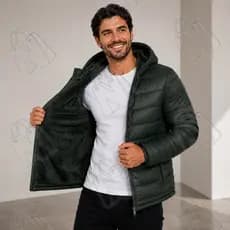 Jaqueta Masculina Apeluciada Puffer Com Capuz Removível