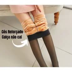 Meia Calça Térmica Forrada Peluciada Translúcida de Lã Legging Grossa Inverno Quente Feminina