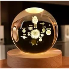 Luminária Cristal Decorativa de Mesa Globo de Led Booa de Cristal Colorido 7cm Bivolt 3D com USB