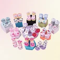 Kit 3 e 6 Pares Meia 3D Infantil Meninas e Meninos Bichinhos 0 - 24 Meses