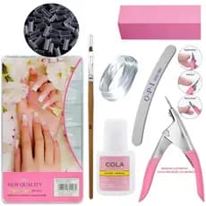 Kit Unhas Gel Iniciante Reposição Cortador Tips Fibra Lixa Bloco Envio Imediato