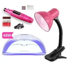 Kit Alongamento de Unha Cabine Sun + Lixadeira Eletrica + Luminária Manicure | Envio Imediato