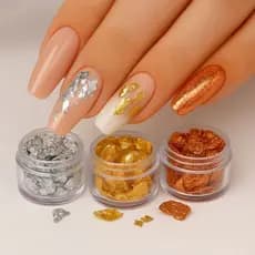 KIT 12 Folhas De Ouro Dourado/prateado Decoração Unhas Encapsuladas - Envio Imediato
