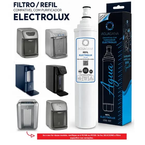Filtro de Água para Purificador Electrolux Refil compatível com bebedouro PE12B, PE12G, PE11B, PE11X