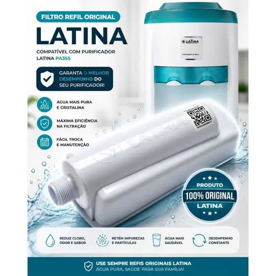 Filtro Refil Latina ORIGINAL para Purificador de Água PURITRONIC, PURIICE, PURIMIX, PA335, PA355.