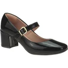 Sapato Feminino Scarpin Boneca Bico Quadrado Retro Conforto Macio Salto Medio Delicado Preto