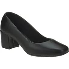 Sapato Feminino Scarpin Bico Quadrado Retro Conforto Macio Salto Medio Delicado Preto Moderno Casual