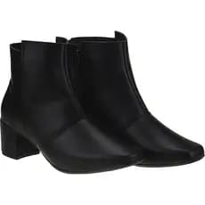 Bota Coturno Feminina Bico Quadrado Blogueira Estilosa Salto Bloco Cano Curto Casual Elegante