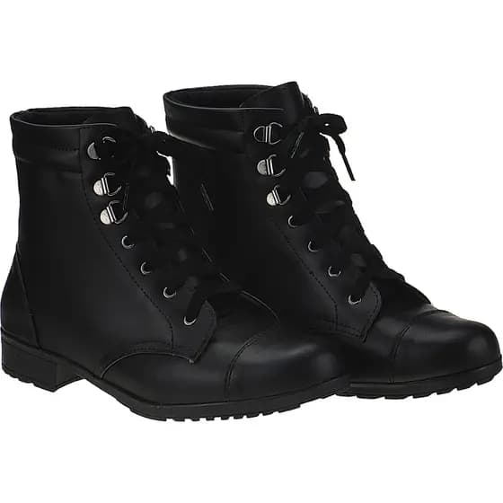 Bota Feminina Coturno Blogueira Estilosa Tratorada Gancho Cano Curto Casual Confortável Moderna