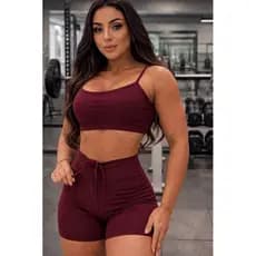 conjunto de short regulável top viés