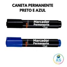 Marcador Permanente Ponta Chanfrada Top Preto e Azul - Canetão Permanente - Caneta Permanente