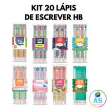 Lapis de Escrever Preto HB Escolar com Borracha - C/20 Unidades - Lápis de Escrever Escola Temático 01