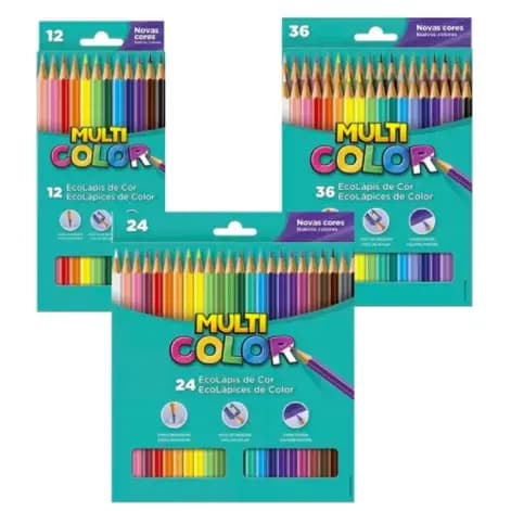 Lapís De Cor Profissional Multicolor Escolar 12 - 24 - 36 Cores -papelaria