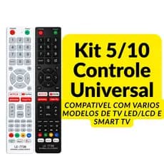 Kit 5/10 Controle Remoto Universal TV LED/LCD Smart TV Compatível Diversas Marcas