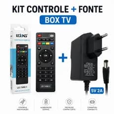 Kit Controle Remoto Universal e Fonte 5v 2A Para Box TV