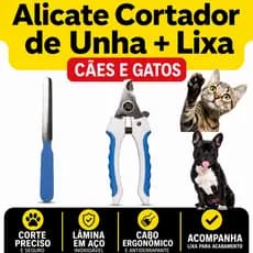 Alicate Cortador de Unha Profissional Para Pet Gato Cachorro + Lixa de Unha