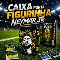 Porta Figurinhas 3d Neymar Jr Dourado Futebol 2026 Nj Copa 2026 Com Compartimento Grande Removivél