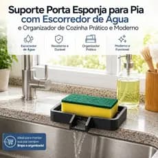 Suporte Porta Esponja para Pia com Escorredor de Água em Impressão 3D Organizador de Cozinha Prático e Moderno