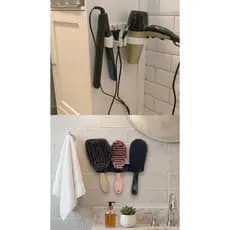 Kit Suporte Porta Escovas + Suporte Porta Secador e Prancha Chapinha