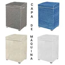 Capa Máquina de Lavar Roupas Flanelada M e G Jeans/Branca/Bege/Zig Zag