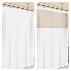 Cortina Banheiro Box Branca com ou sem Visor com Ganchos Antimofo Pvc 1,38m x 1,98m