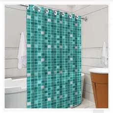 Cortina Para Box de Banheiro 1,38m x 1,98m Pvc Impermeável - Pastilhas verde/preto/Ibiza/Copacabana
