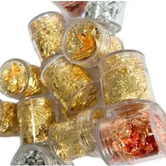 kit com 12 potinhos de folha de ouro [ ouro, prata e bronze; pequeno ] - C&S BAZAR -