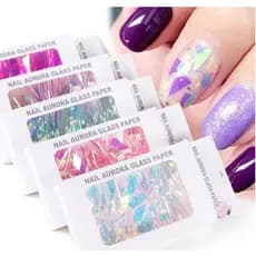 Nail aurora glass paper [ papel fitilho adesivo para decoração de unhas em gel ] - c&s bazar -