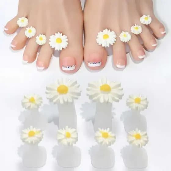 kit c/ 4 pares de separador de dedo para pintar unha [ pérolas ou flores ] - C&S BAZAR -