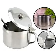 Açucareiro 350ml em Aço Inox com Colher para Açúcar