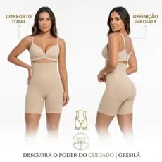 CINTA DE ALTA COMPRESSÃO EM POLIAMIDA COM TALA ORTOPÉDICA NÃO ENROLA MEIA COXA INVISÍVEL
