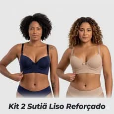 KIT 2 SUTIÃ DE BOJO LISO TECIDO DE POLIAMIDA DUPLO ALÇAS REFORÇADA ÓTIMO PARA DIA A DIA PRETO E BEGE