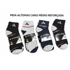 KIT DE 12 E 24 PARES DE MEIAS ALTOMAX CANO MÉDIO DE ALTA QUALIDADE GROSSA DE ALGODÃO