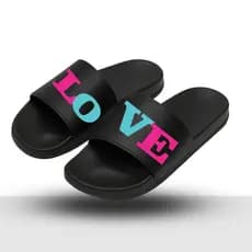 Chinelo Slide Feminino LOVE Preto Confortável