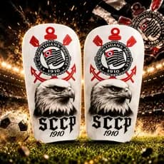Caneleira Personalizada futebol Futsal Timão com Gavião