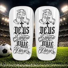 Caneleira Personalizada Futebol Futsal society “Deus Sempre Guie Meus Passos”a