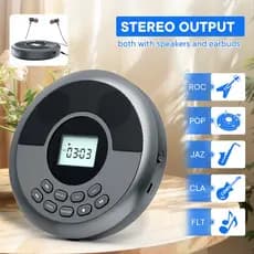 Andador cd Portátil Com Reprodutor De Transmissor bluetooth Alto-Falantes E Fones De Ouvido discman Recarregável USB