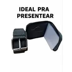 Kit Presente Masculino Carteira Couro Legítimo com Zíper + Cinto casual de tecido trançado Reforçado, Alta resistência