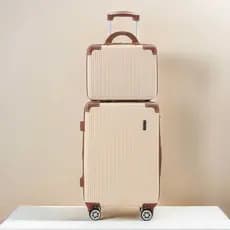 KIT DE MALA DE VIAGEM 10 KG Ziper Extensível 4 Roda Gira 360 Grau Fibra + Frasqueira BRANCO