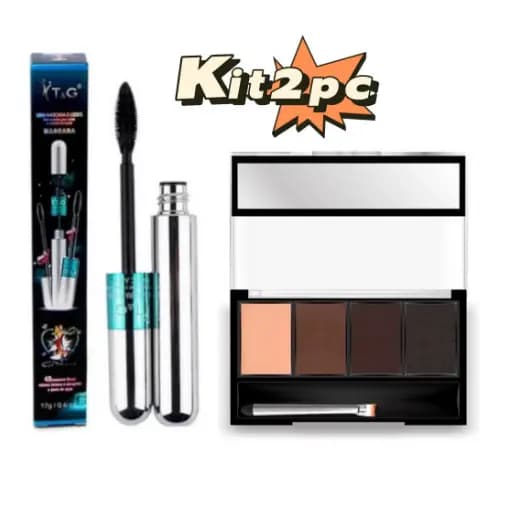 KIT Máscara para cílios a prova d'água T&G Tango RÍMEL 4D + Sombra Para Sobrancelhas Ruby Rose HB9354
