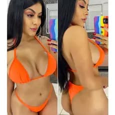 Biquíni de Marquinha Lançamento Coral Neon Moda Praia Feminina ideal para piscina e saída de praia