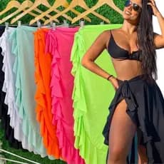 Saida de Praia Com Babado Moda Praia Verão Promoção Saida de Praia pareo
