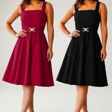 Vestido Feminino Midi Evangélico Soltinho Crepe Soltinho Alça Larga Cinto Elegante