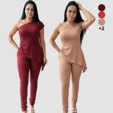 Conjunto Femenino calça feminina e blusa feminina estilosa  Nula Manga