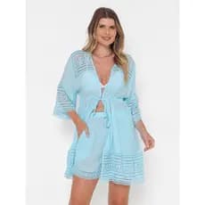 CONJUNTO SAIDA DE PRAIA BATA MANGA CURTA 3/4 E SHORT CURTO 8040