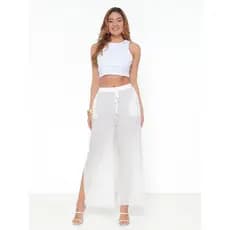 Calça Pantalona Feminina com Cintura Alta