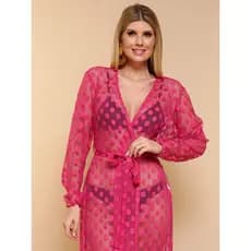 Saída de praia MANGA longa com renda  roupas femininas