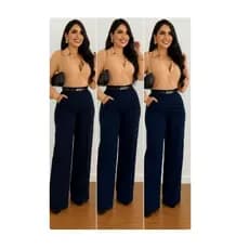 Calça Pantalona Alfaitaria Feminina Cintura Alta Com Cinto Envio Imediato