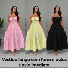 Vestido Longo Feminino Tomara que caia e multiformas com forro e bojo